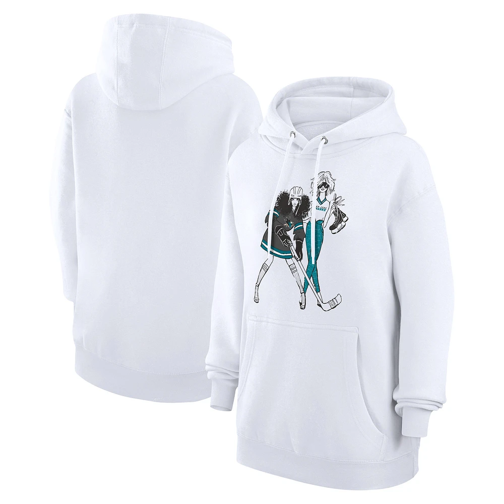 Women's G-III 4Her by Carl Banks White San Jose Sharks Hockey Girls Fleece Pullover Hoodie