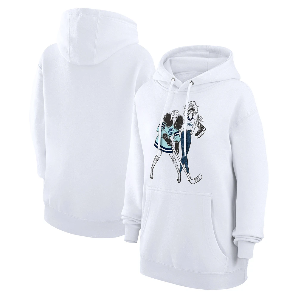 Women's G-III 4Her by Carl Banks White Seattle Kraken Hockey Girls Fleece Pullover Hoodie