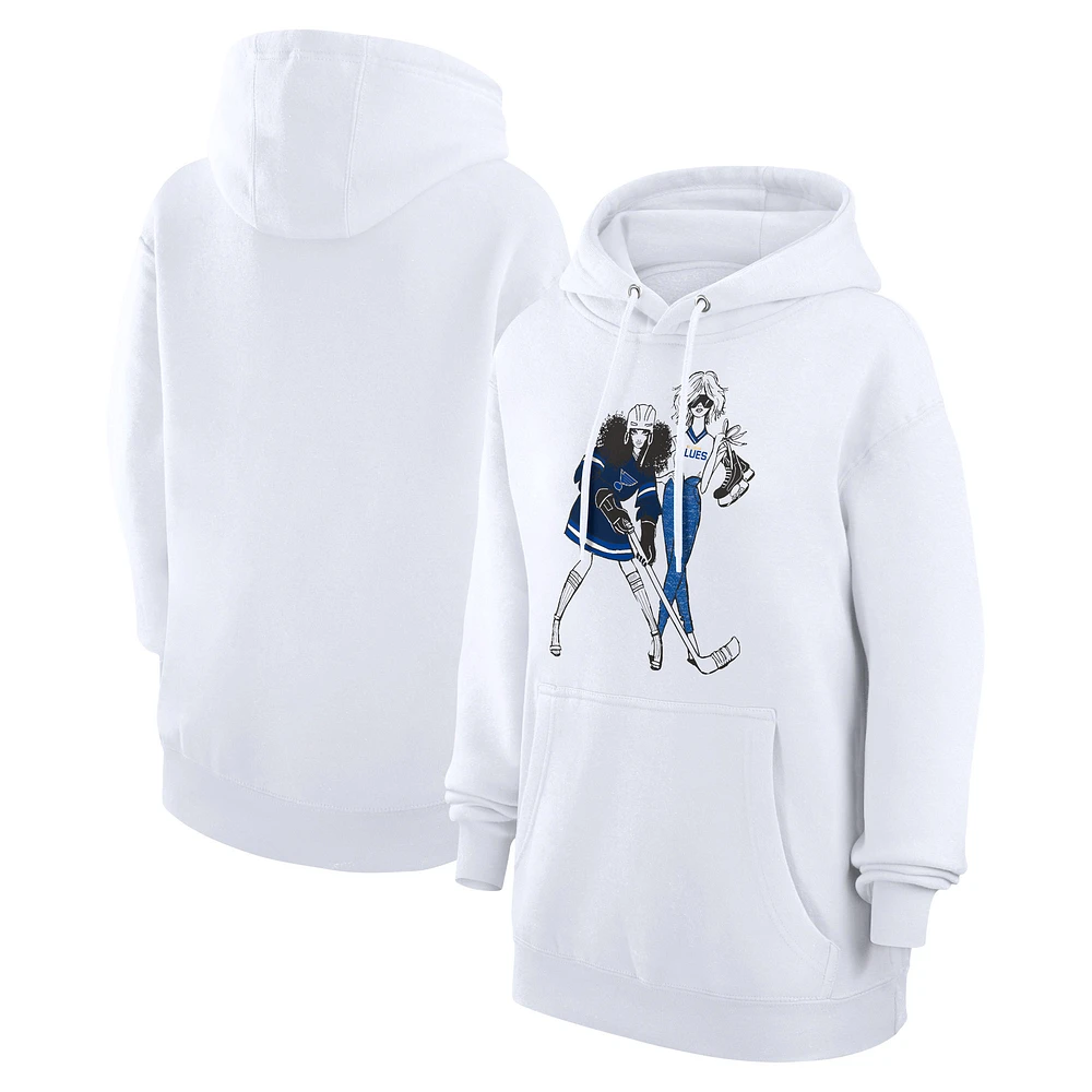 Women's G-III 4Her by Carl Banks White St. Louis Blues Hockey Girls Fleece Pullover Hoodie