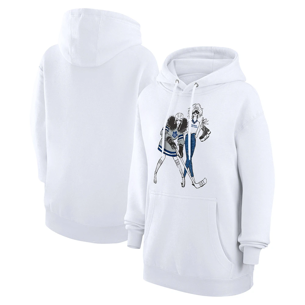 Women's G-III 4Her by Carl Banks White Toronto Maple Leafs Hockey Girls Fleece Pullover Hoodie