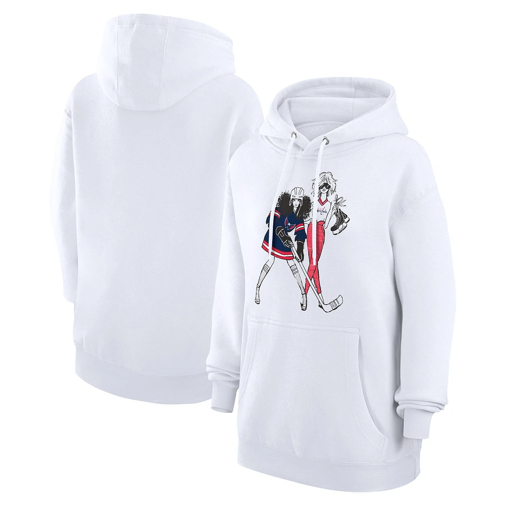 Women's G-III 4Her by Carl Banks White Washington Capitals Hockey Girls Fleece Pullover Hoodie