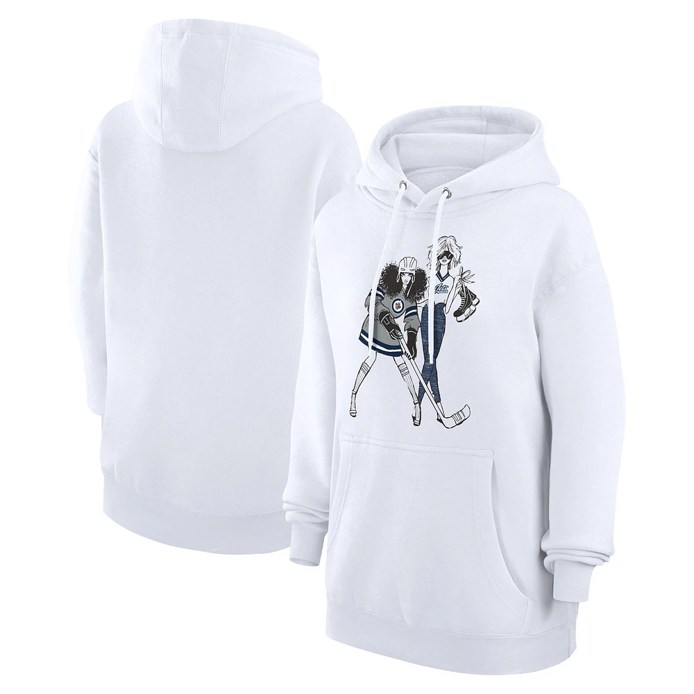 Women's G-III 4Her by Carl Banks White Winnipeg Jets Hockey Girls Fleece Pullover Hoodie