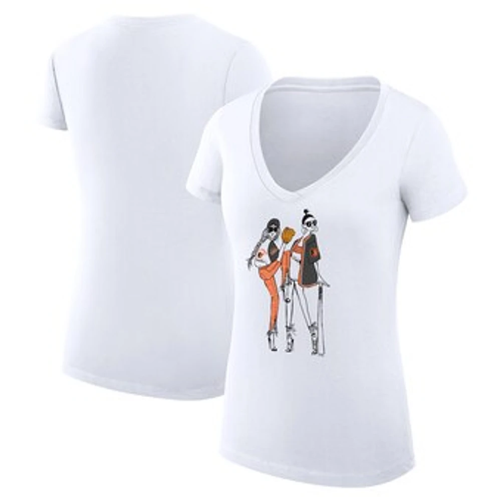 Women's G-III 4Her by Carl Banks White Baltimore Orioles Super-Slim Fit Lightweight Baseball V-Neck T-Shirt