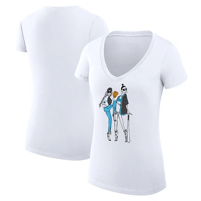 Women's G-III 4Her by Carl Banks White Miami Marlins Super-Slim Fit Lightweight Baseball V-Neck T-Shirt