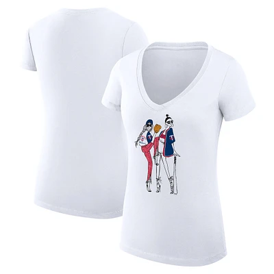 Women's G-III 4Her by Carl Banks White Minnesota Twins Super-Slim Fit Lightweight Baseball V-Neck T-Shirt