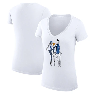 Women's G-III 4Her by Carl Banks White Toronto Blue Jays Super-Slim Fit Lightweight Baseball V-Neck T-Shirt