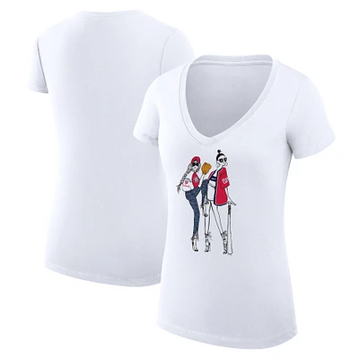 Women's G-III 4Her by Carl Banks White Washington Nationals Super-Slim Fit Lightweight Baseball V-Neck T-Shirt