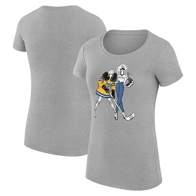 Women's G-III 4Her by Carl Banks Heather Gray Buffalo Sabres Super-Slim Fit Lightweight Hockey Girls T-Shirt