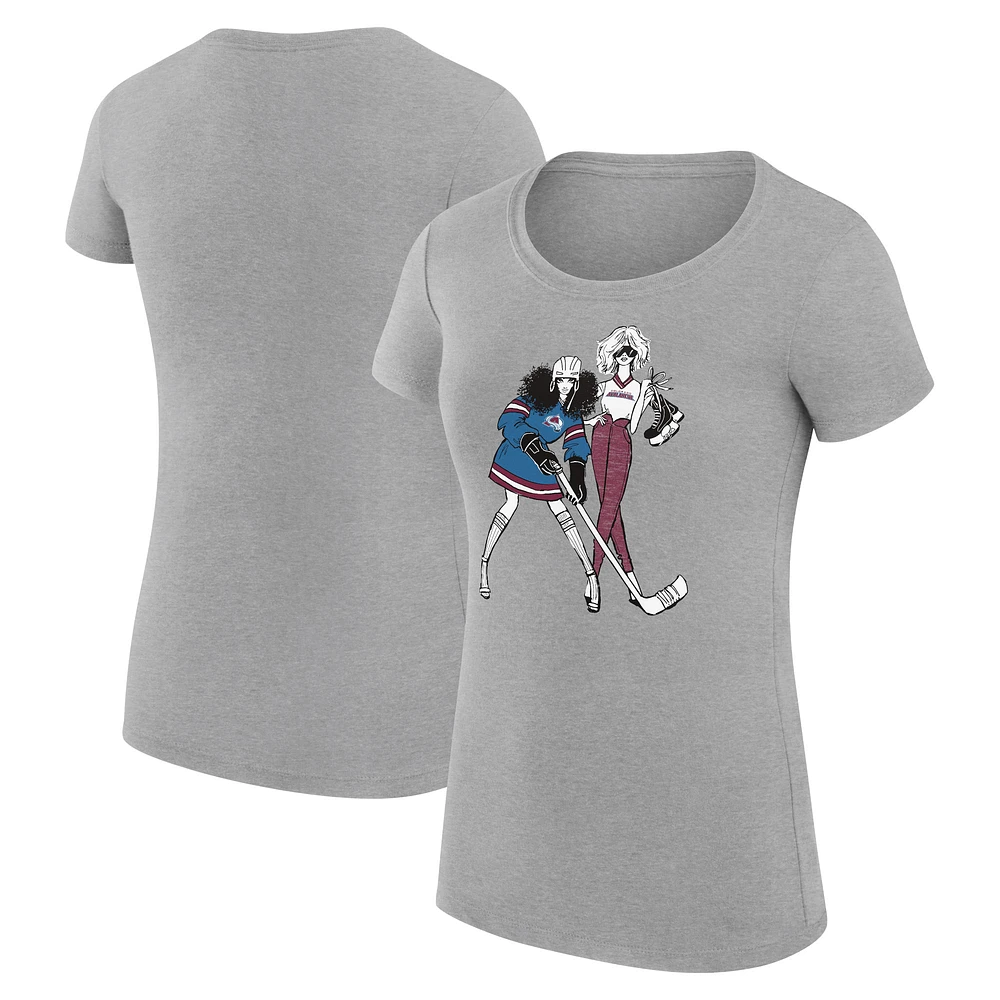 Women's G-III 4Her by Carl Banks Heather Gray Colorado Avalanche Super-Slim Fit Lightweight Hockey Girls T-Shirt