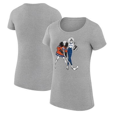 Women's G-III 4Her by Carl Banks Heather Gray Edmonton Oilers Super-Slim Fit Lightweight Hockey Girls T-Shirt