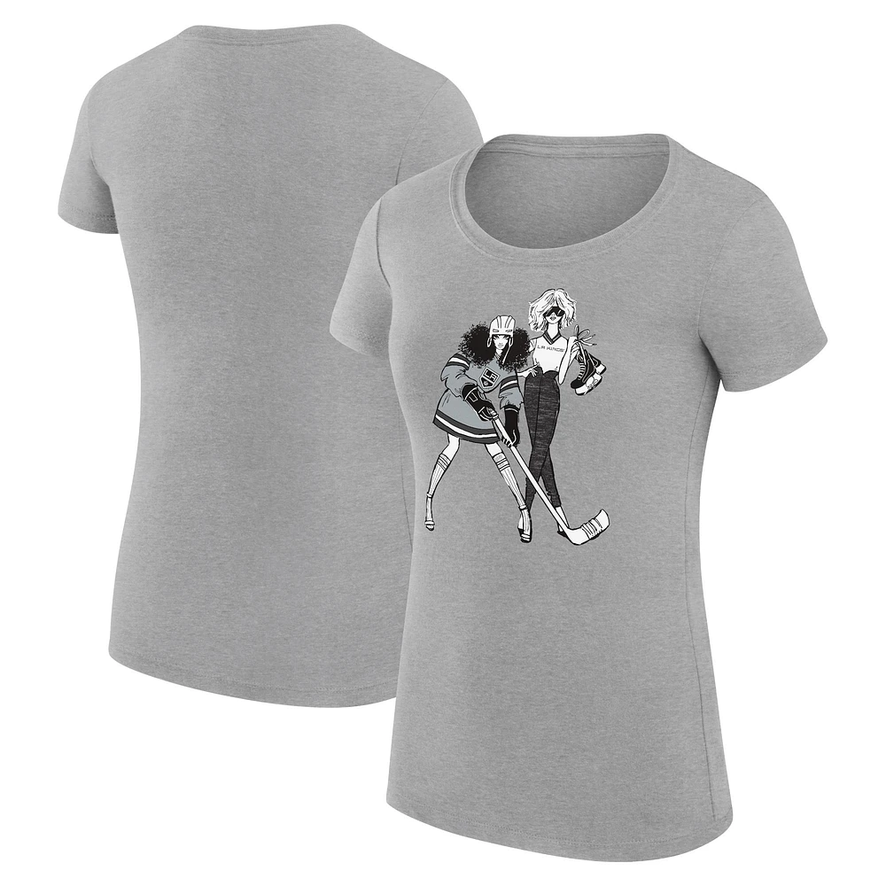 Women's G-III 4Her by Carl Banks Heather Gray Los Angeles Kings Super-Slim Fit Lightweight Hockey Girls T-Shirt