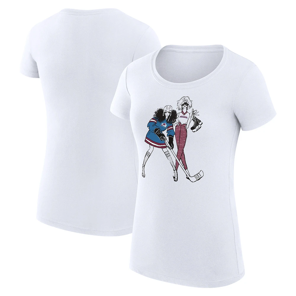 Women's G-III 4Her by Carl Banks White Colorado Avalanche Super-Slim Fit Lightweight Hockey Girls T-Shirt