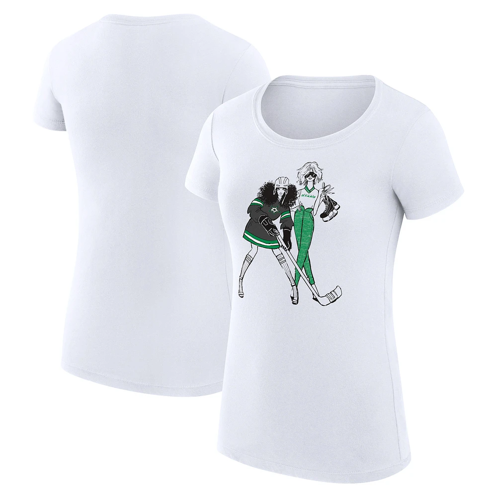Women's G-III 4Her by Carl Banks White Dallas Stars Super-Slim Fit Lightweight Hockey Girls T-Shirt
