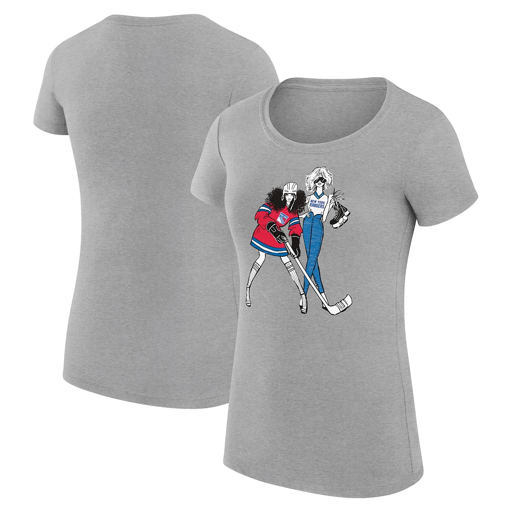 Women's G-III 4Her by Carl Banks Heather Gray New York Rangers Super-Slim Fit Lightweight Hockey Girls T-Shirt