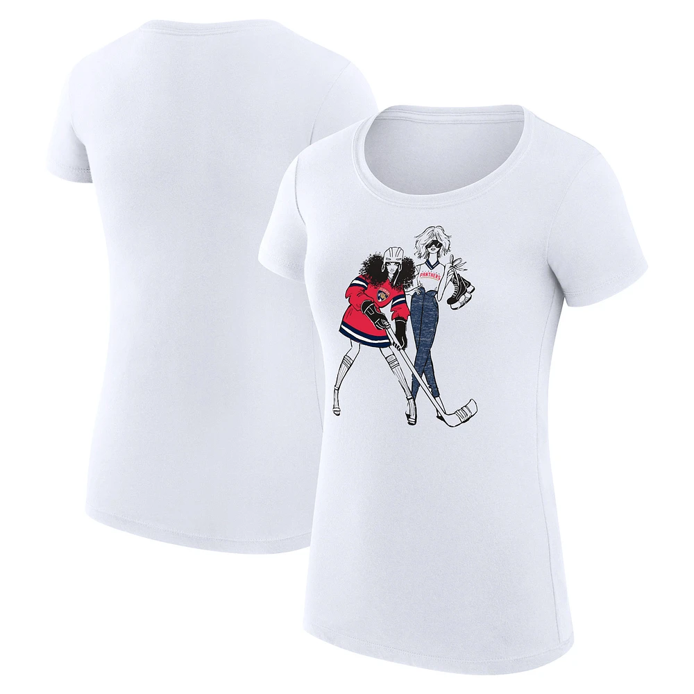 Women's G-III 4Her by Carl Banks White Florida Panthers Super-Slim Fit Lightweight Hockey Girls T-Shirt