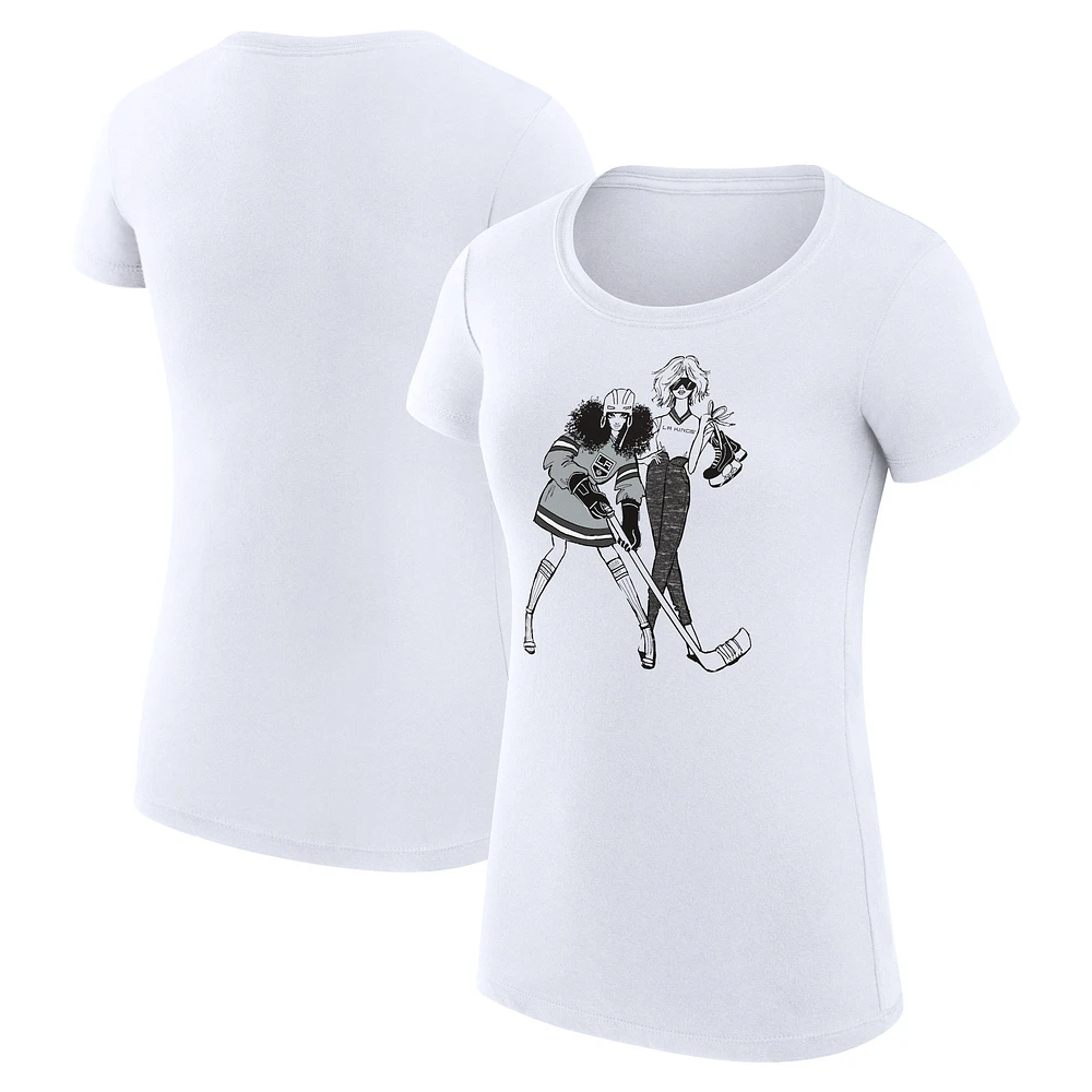 Women's G-III 4Her by Carl Banks White Los Angeles Kings Super-Slim Fit Lightweight Hockey Girls T-Shirt