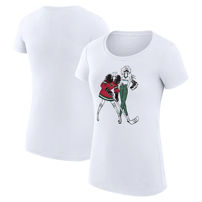 Women's G-III 4Her by Carl Banks White Minnesota Wild Super-Slim Fit Lightweight Hockey Girls T-Shirt