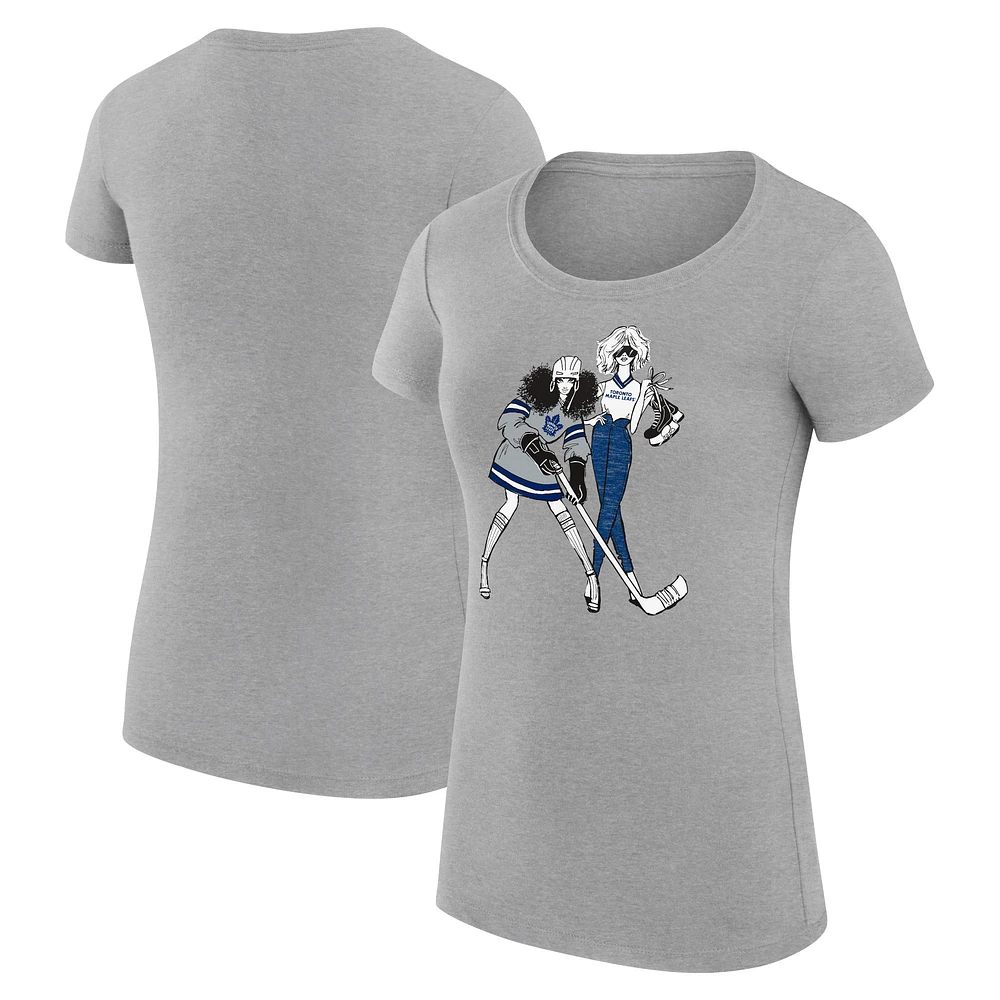 Women's G-III 4Her by Carl Banks Heather Gray Toronto Maple Leafs Super-Slim Fit Lightweight Hockey Girls T-Shirt