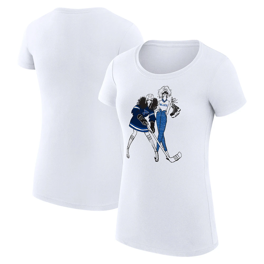 Women's G-III 4Her by Carl Banks White St. Louis Blues Super-Slim Fit Lightweight Hockey Girls T-Shirt