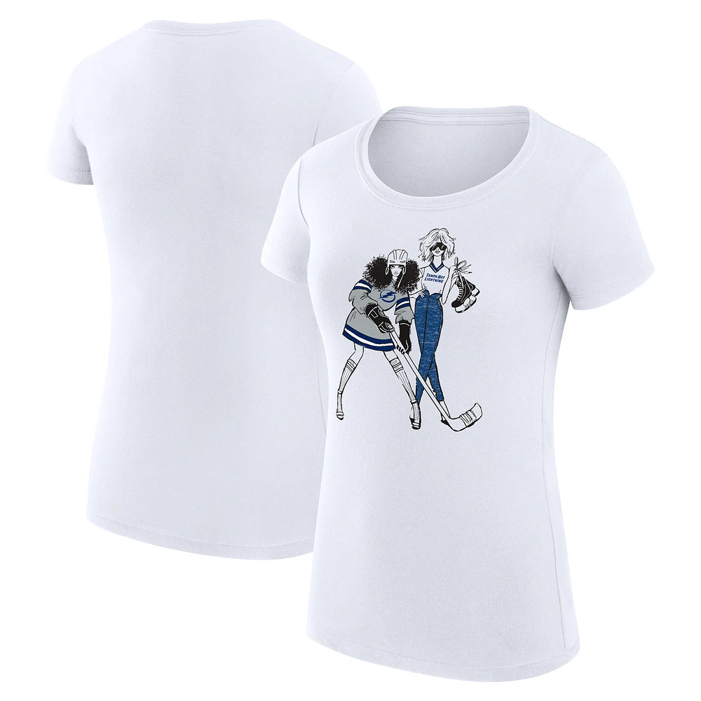 Women's G-III 4Her by Carl Banks White Tampa Bay Lightning Super-Slim Fit Lightweight Hockey Girls T-Shirt