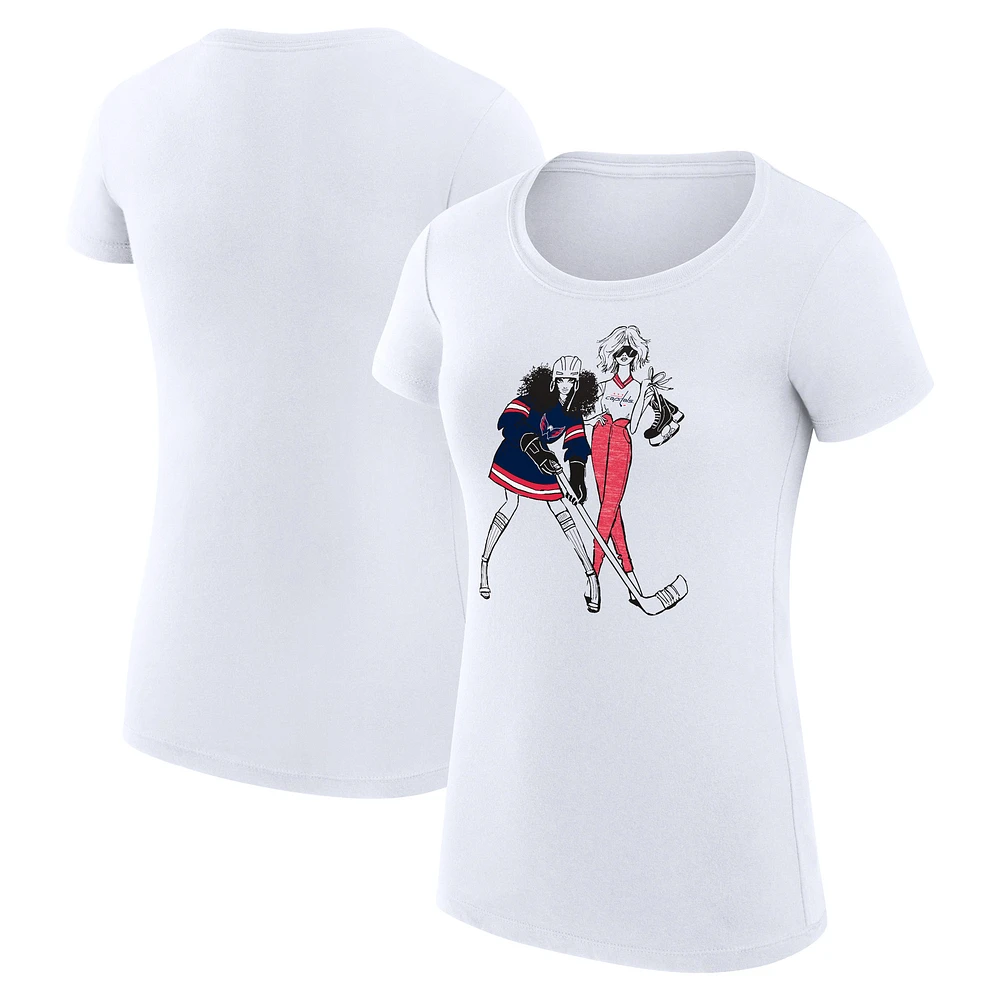 Women's G-III 4Her by Carl Banks White Washington Capitals Super-Slim Fit Lightweight Hockey Girls T-Shirt