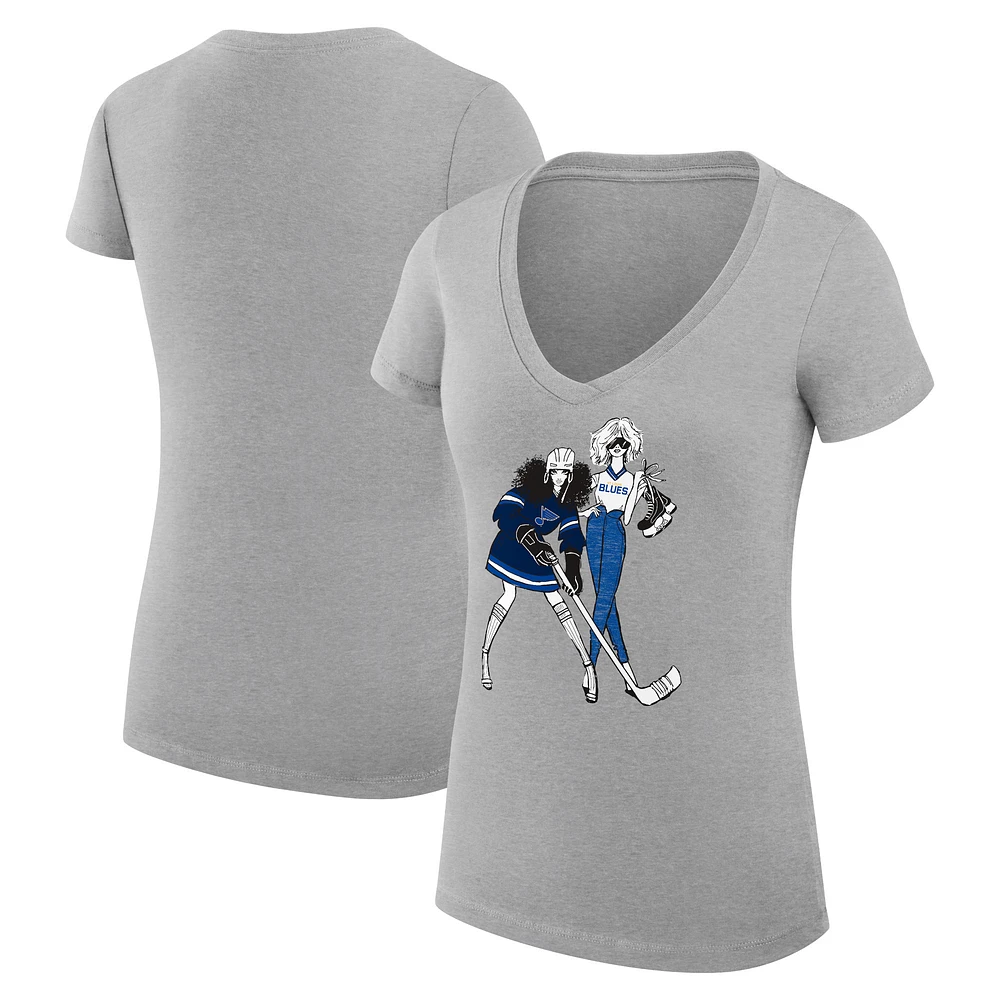 Women's G-III 4Her by Carl Banks Heather Gray St. Louis Blues Super-Slim Fit Lightweight Hockey Girls V-Neck T-Shirt