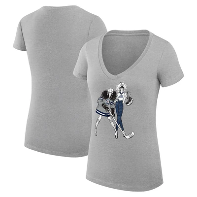 Women's G-III 4Her by Carl Banks Heather Gray Winnipeg Jets Super-Slim Fit Lightweight Hockey Girls V-Neck T-Shirt