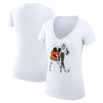 Women's G-III 4Her by Carl Banks White Anaheim Ducks Super-Slim Fit Lightweight Hockey Girls V-Neck T-Shirt