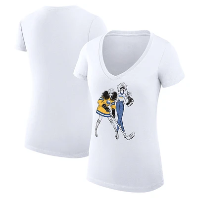 Women's G-III 4Her by Carl Banks White Buffalo Sabres Super-Slim Fit Lightweight Hockey Girls V-Neck T-Shirt