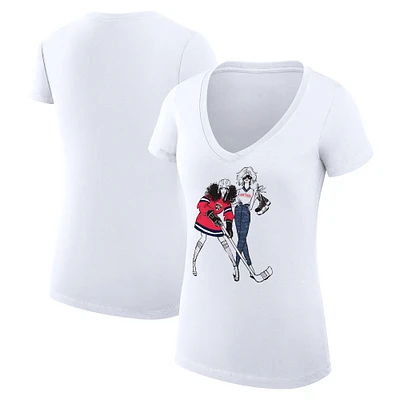 Women's G-III 4Her by Carl Banks  White Florida Panthers Hockey Girls V-Neck Fitted T-Shirt