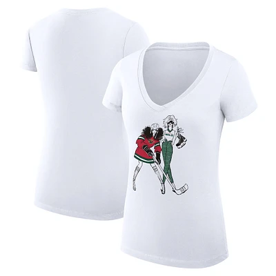 Women's G-III 4Her by Carl Banks White Minnesota Wild Super-Slim Fit Lightweight Hockey Girls V-Neck T-Shirt