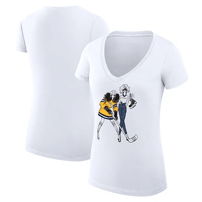 Women's G-III 4Her by Carl Banks  White Nashville Predators Hockey Girls V-Neck Fitted T-Shirt