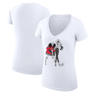 Women's G-III 4Her by Carl Banks White Ottawa Senators Super-Slim Fit Lightweight Hockey Girls V-Neck T-Shirt