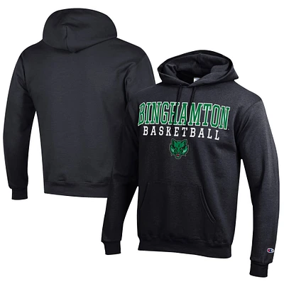 Men's Champion Binghamton Bearcats Stacked Logo Basketball Eco Powerblend Pullover Hoodie