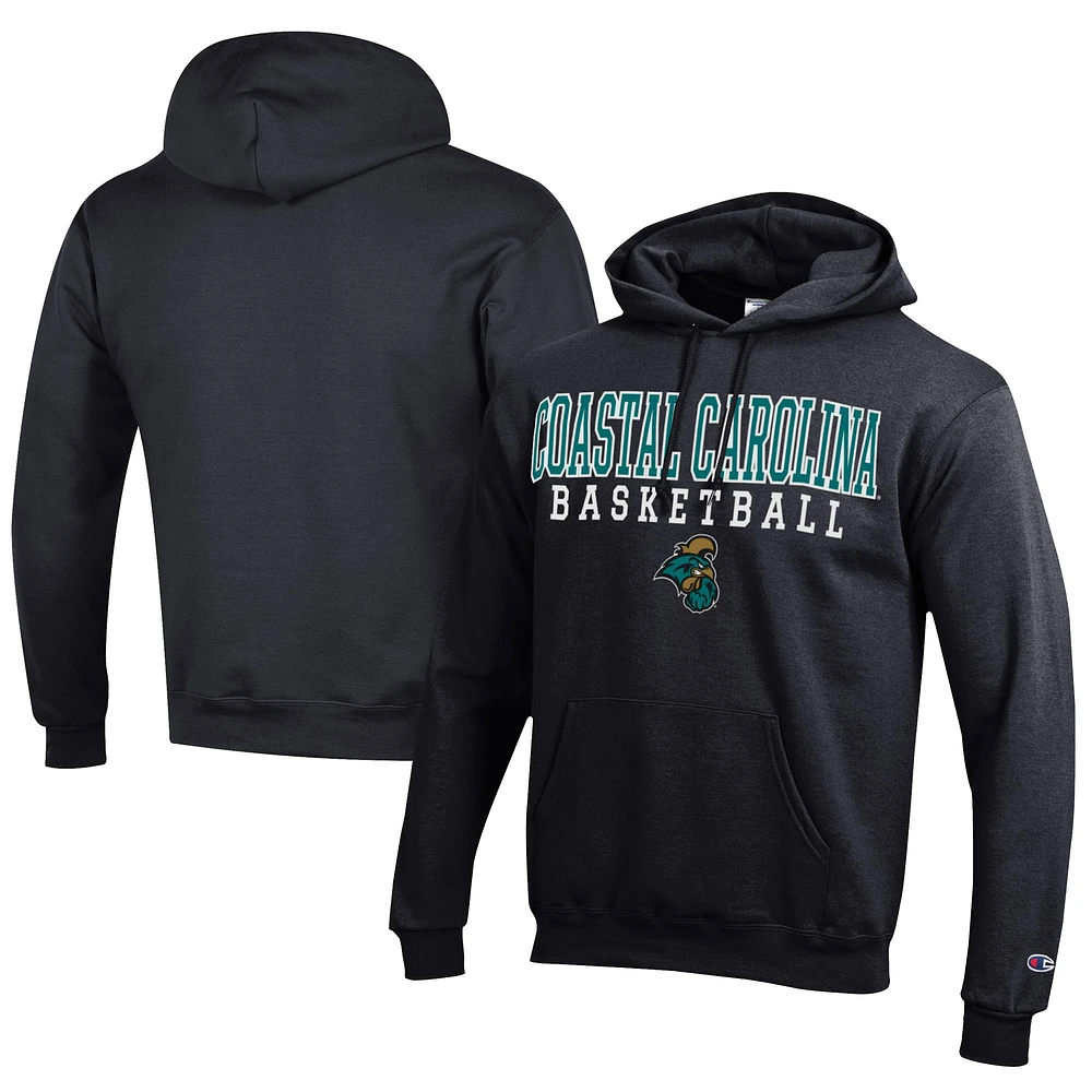 Men's Champion Coastal Carolina Chanticleers Stacked Logo Basketball Eco Powerblend Pullover Hoodie