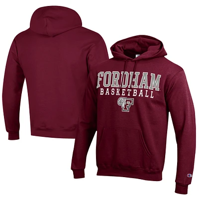 Men's Champion Maroon Fordham Rams Stacked Logo Basketball Eco Powerblend Pullover Hoodie