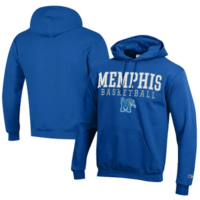 Men's Champion Royal Memphis Tigers Stacked Logo Basketball Eco Powerblend Pullover Hoodie
