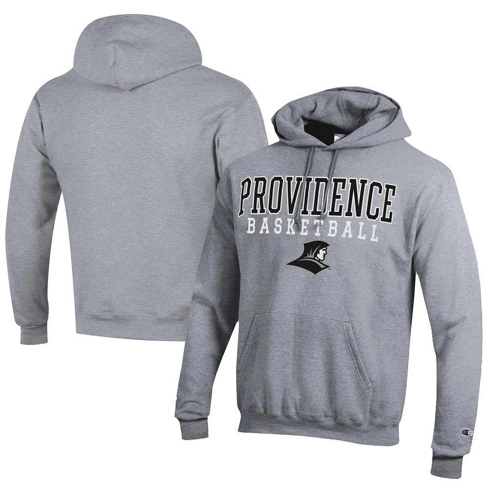 Men's Champion Gray Providence Friars Stacked Logo Basketball Eco Powerblend Pullover Hoodie