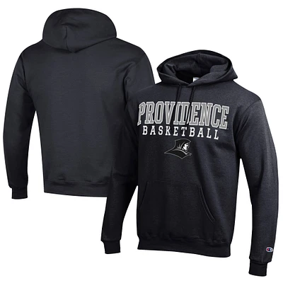 Men's Champion Black Providence Friars Stacked Logo Basketball Eco Powerblend Pullover Hoodie