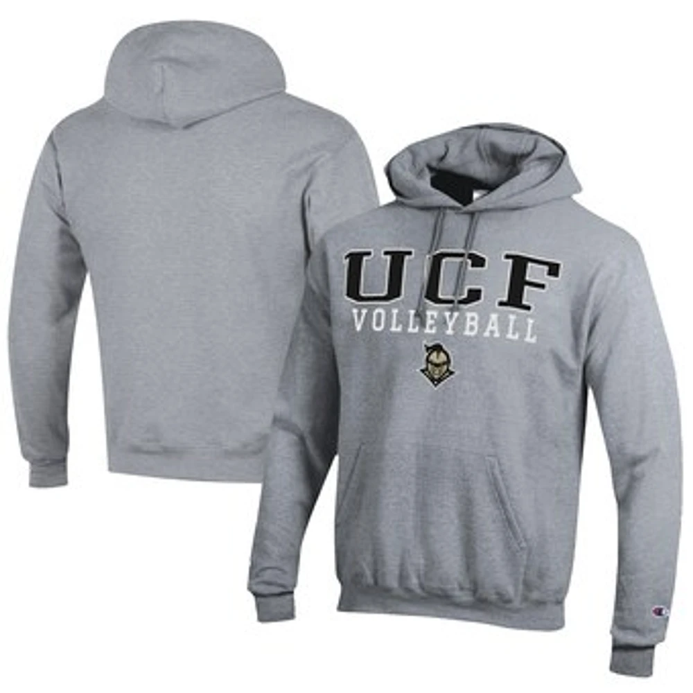 Men's Champion Gray UCF Knights Stacked Logo Volleyball Eco Powerblend Pullover Hoodie