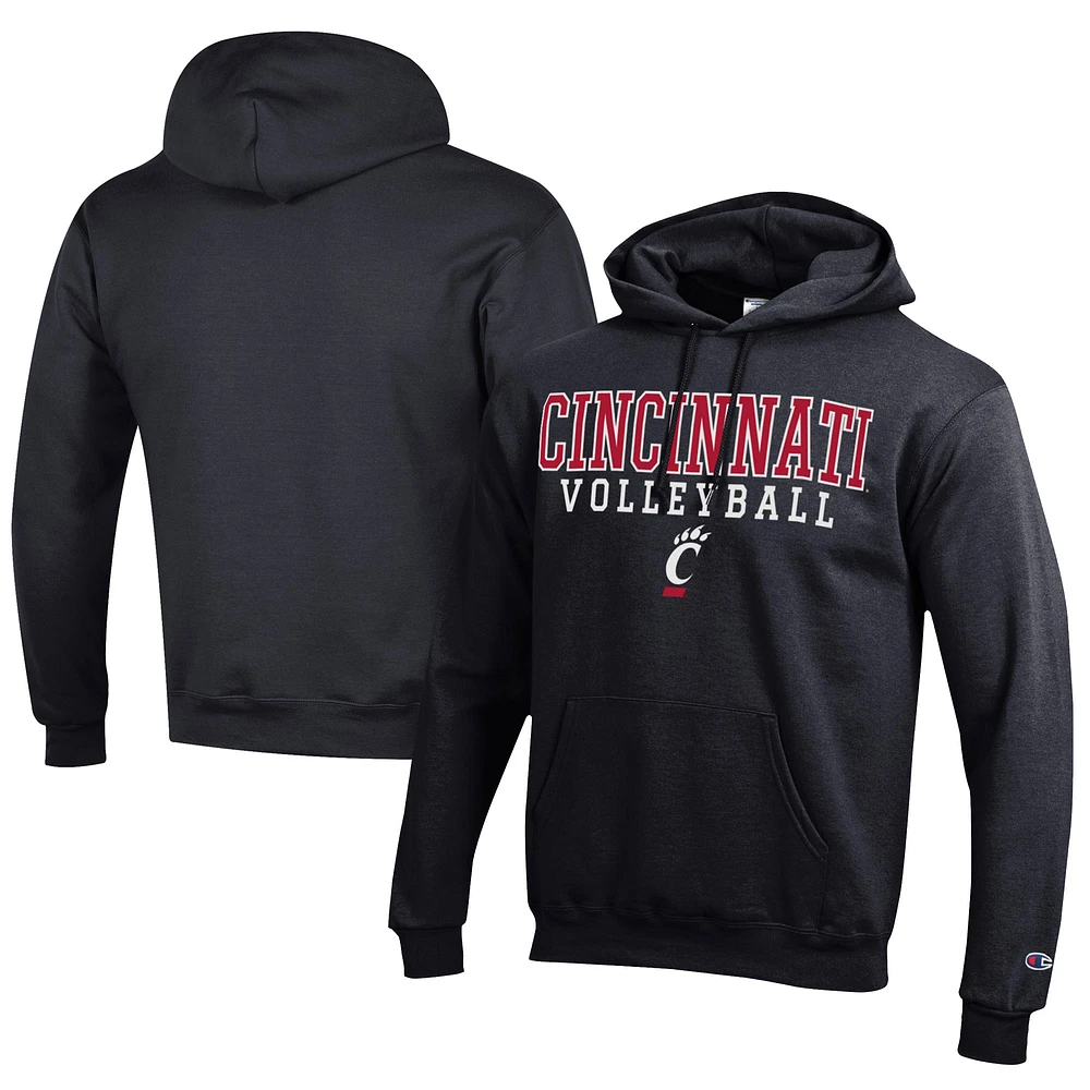 Men's Champion Cincinnati Bearcats Stacked Logo Volleyball Eco Powerblend Pullover Hoodie