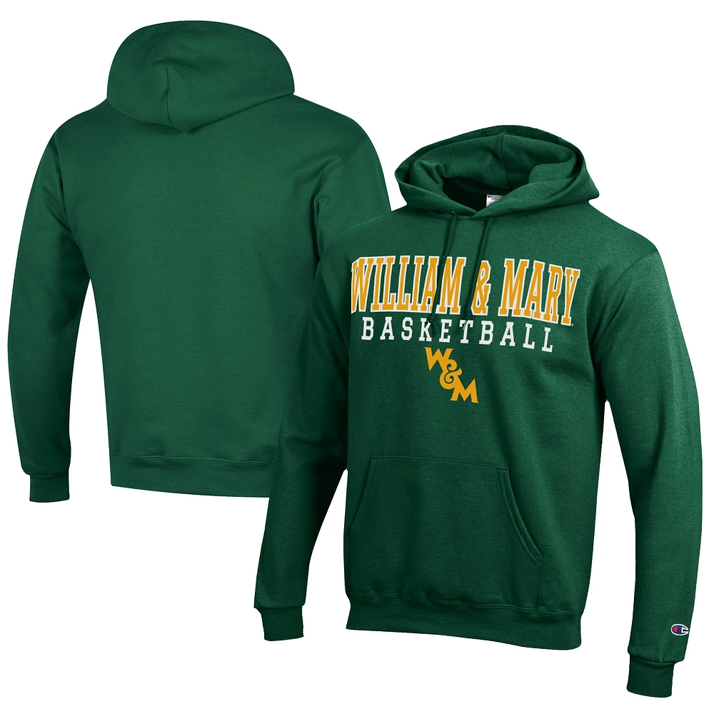 Men's Champion William & Mary Tribe Stacked Logo Basketball Eco Powerblend Pullover Hoodie