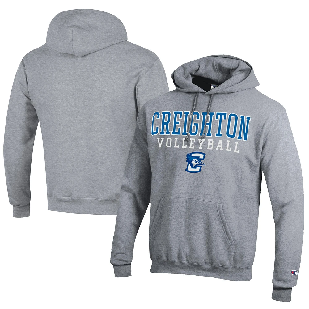 Men's Champion Creighton Bluejays Stacked Logo Volleyball Eco Powerblend Pullover Hoodie
