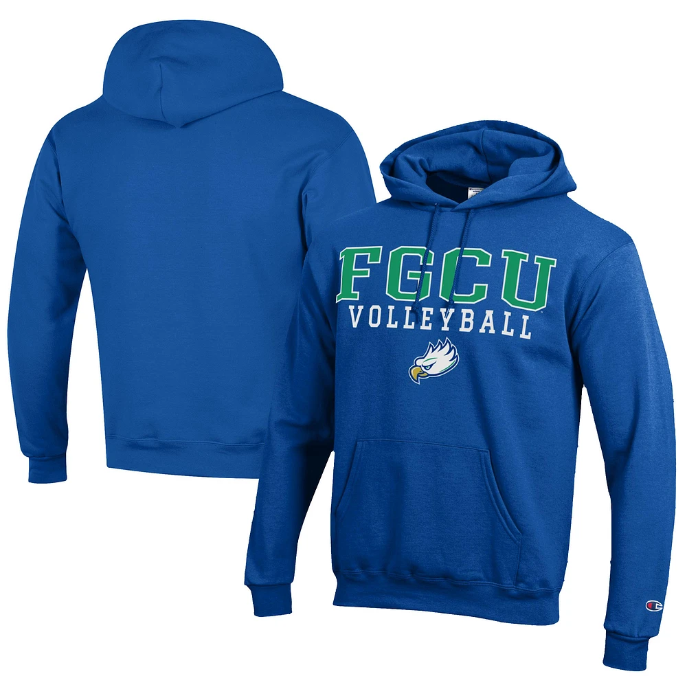 Men's Champion Florida Gulf Coast Eagles Stacked Logo Volleyball Eco Powerblend Pullover Hoodie