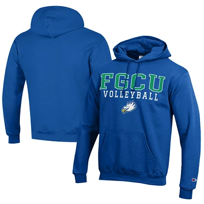Men's Champion Florida Gulf Coast Eagles Stacked Logo Volleyball Eco Powerblend Pullover Hoodie