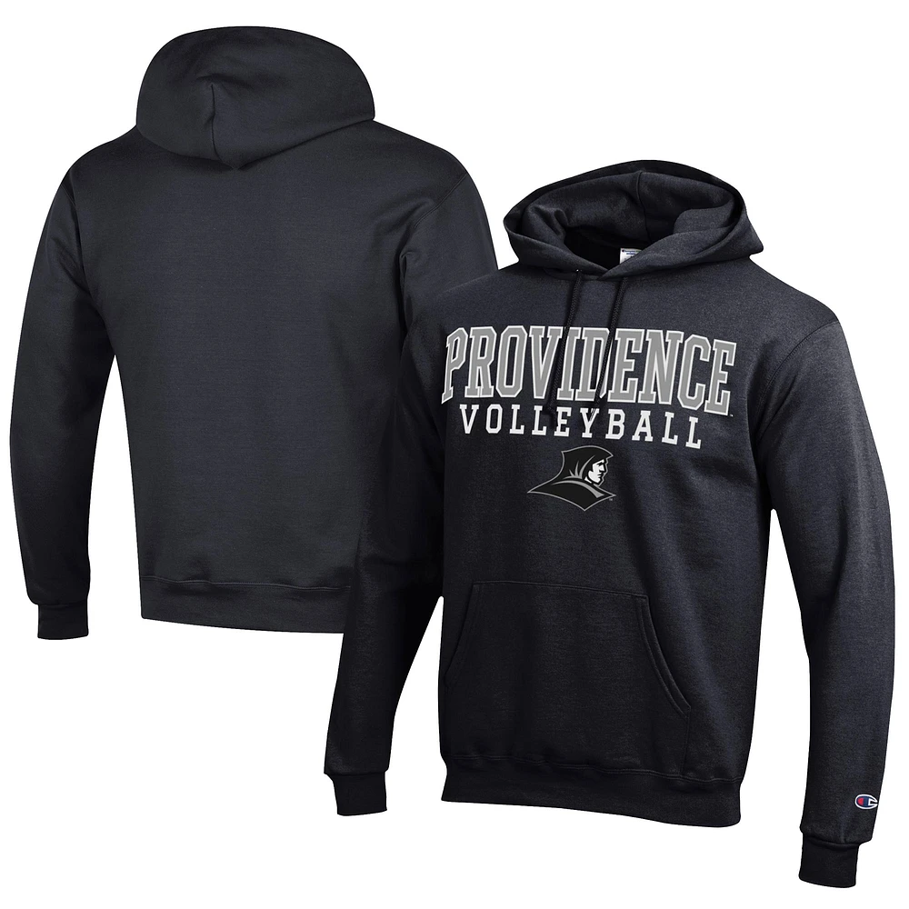 Men's Champion Black Providence Friars Stacked Logo Volleyball Eco Powerblend Pullover Hoodie
