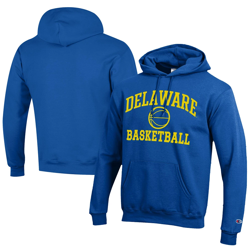 Men's Champion Royal Delaware Fightin' Blue Hens Icon Logo Basketball Eco Powerblend Pullover Hoodie