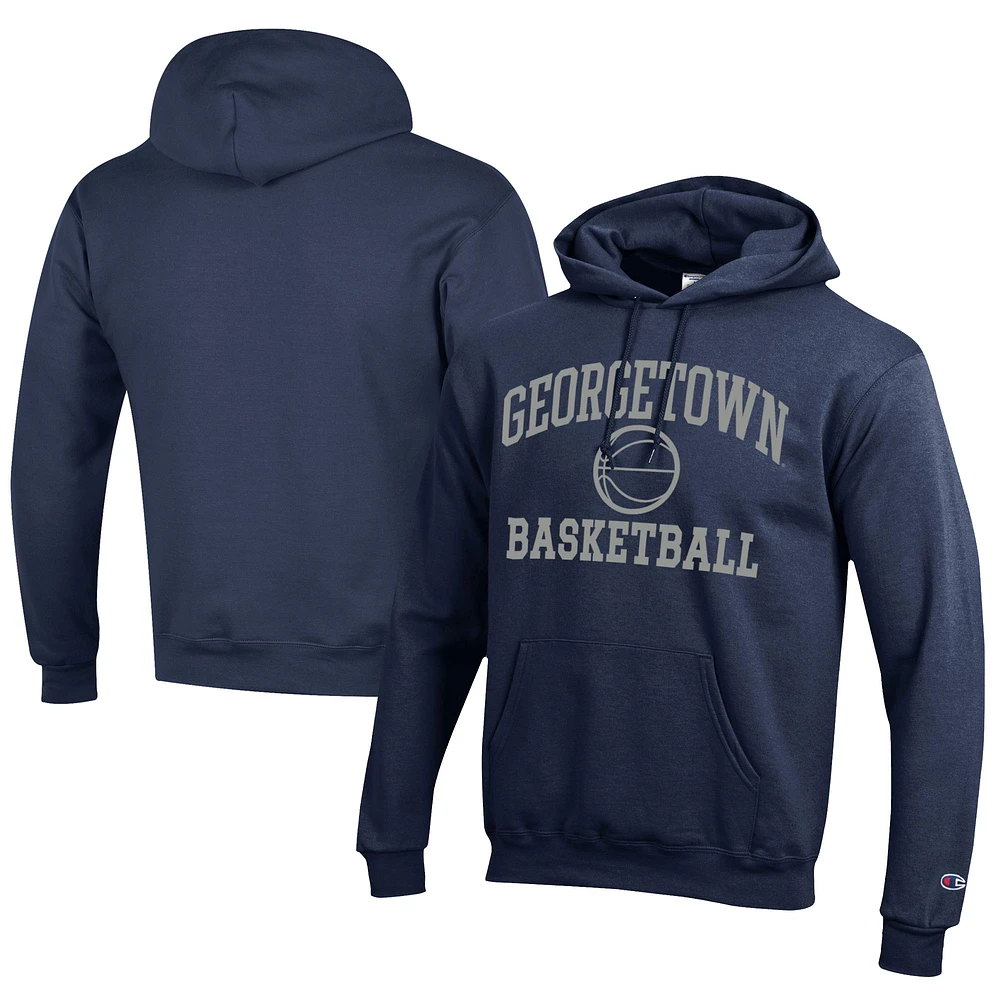 Men's Champion Navy Georgetown Hoyas Icon Logo Basketball Eco Powerblend Pullover Hoodie