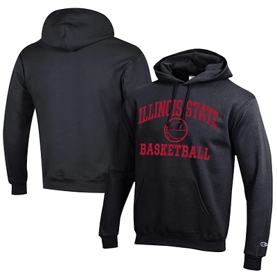 Men's Champion Black Illinois State Redbirds Icon Logo Basketball Eco Powerblend Pullover Hoodie