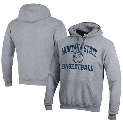 Men's Champion  Gray Montana State Bobcats Icon Logo Basketball Eco Powerblend Pullover Hoodie